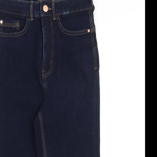 Marks and Spencer Womens Blue Cotton Biker Shorts Size 6 L13 in Regular Zip