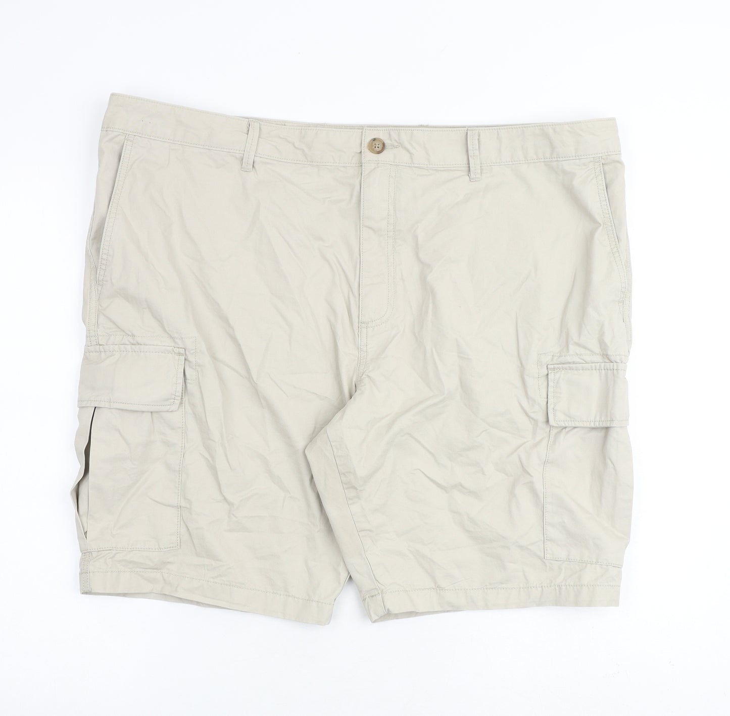 Marks and Spencer Mens Beige Cotton Cargo Shorts Size 44 in L10 in Regular Zip