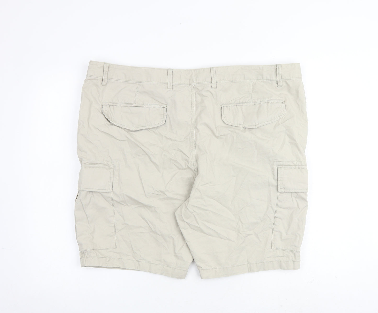 Marks and Spencer Mens Beige Cotton Cargo Shorts Size 44 in L10 in Regular Zip
