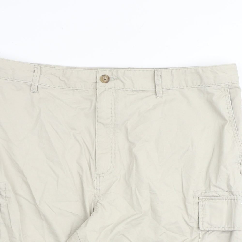 Marks and Spencer Mens Beige Cotton Cargo Shorts Size 44 in L10 in Regular Zip