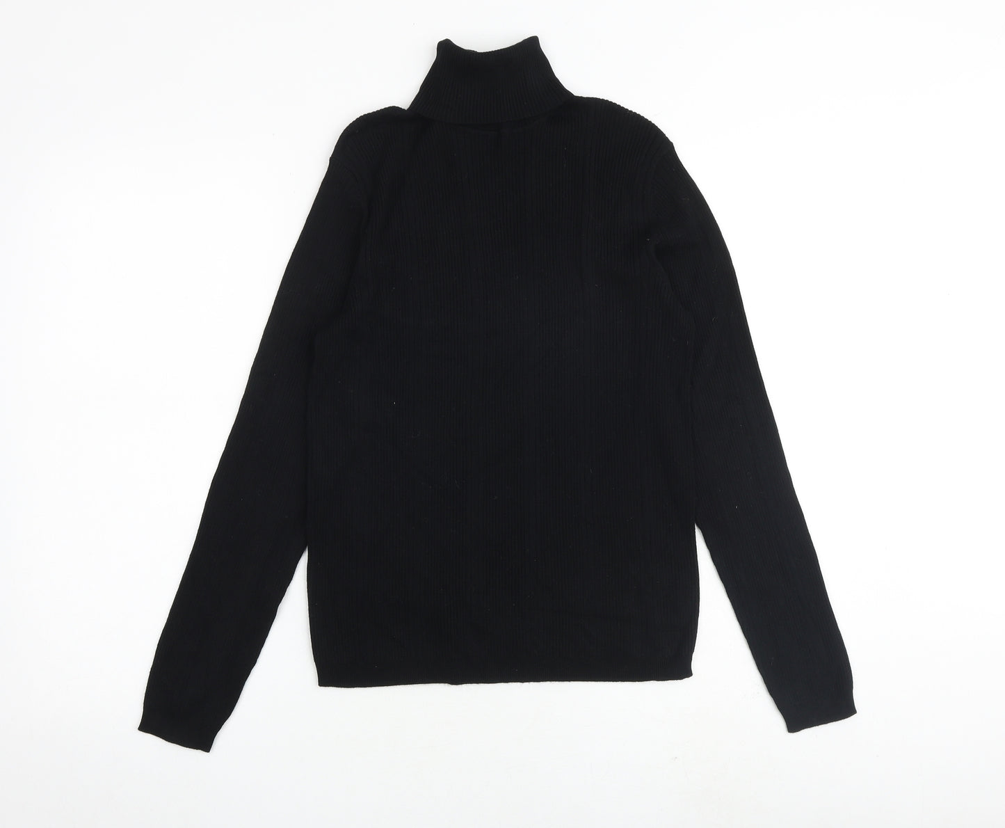 Marks and Spencer Womens Black Roll Neck Viscose Pullover Jumper Size 10