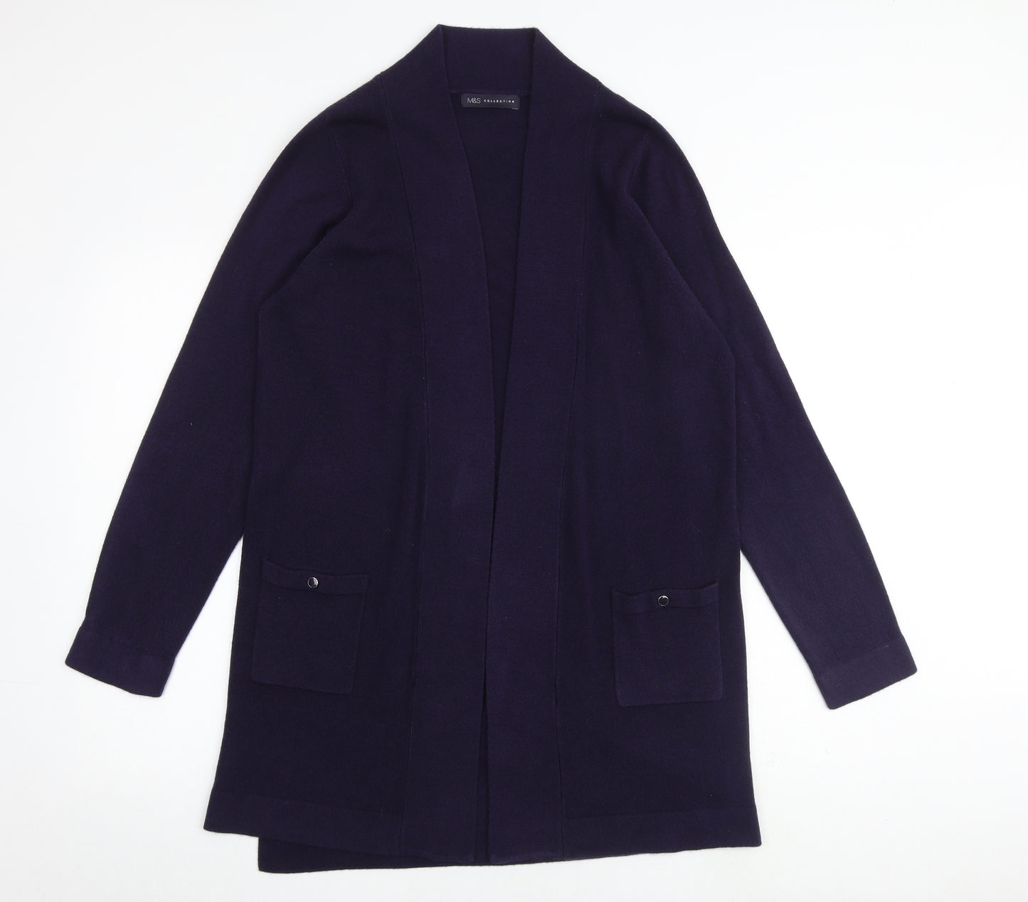 Marks and Spencer Womens Purple Collared Acrylic Cardigan Jumper Size 16