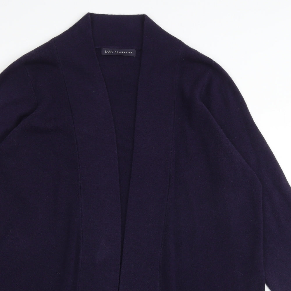 Marks and Spencer Womens Purple Collared Acrylic Cardigan Jumper Size 16