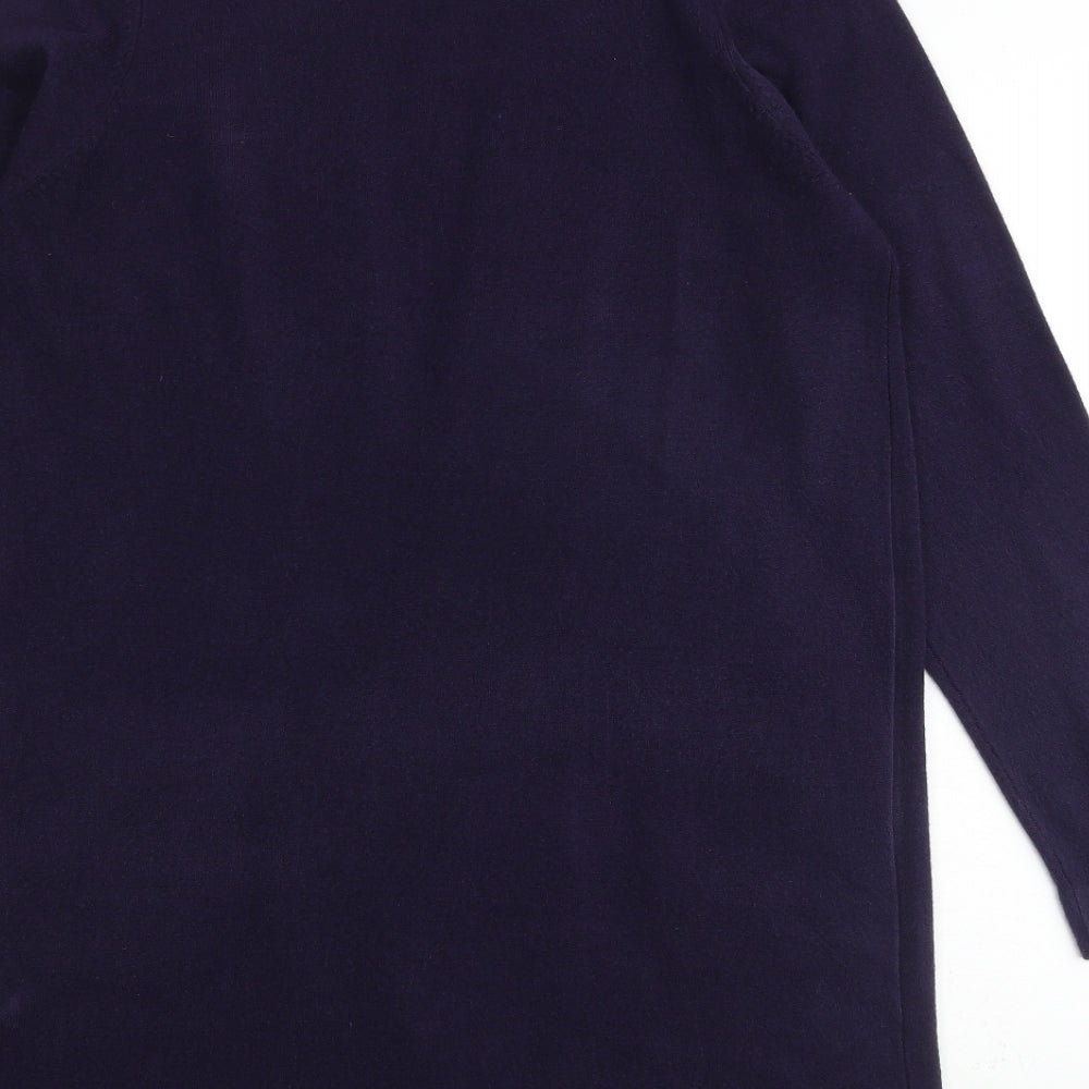 Marks and Spencer Womens Purple Collared Acrylic Cardigan Jumper Size 16