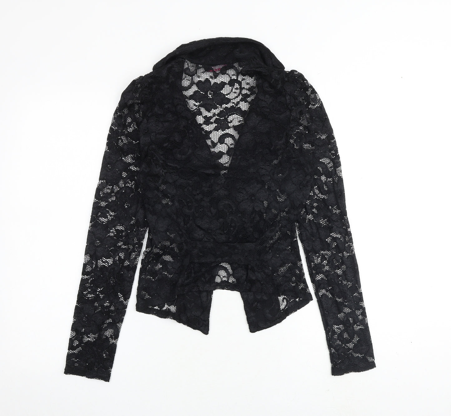 New Look Womens Black Polyester Basic Button-Up Size 10 Collared