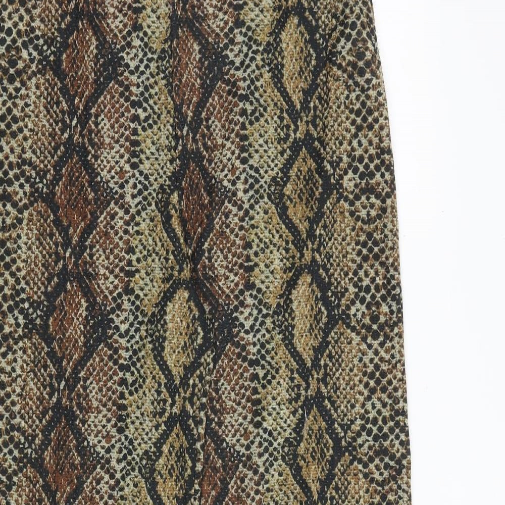 Zara Womens Multicoloured Animal Print Polyester Trousers Size M L30 in Regular