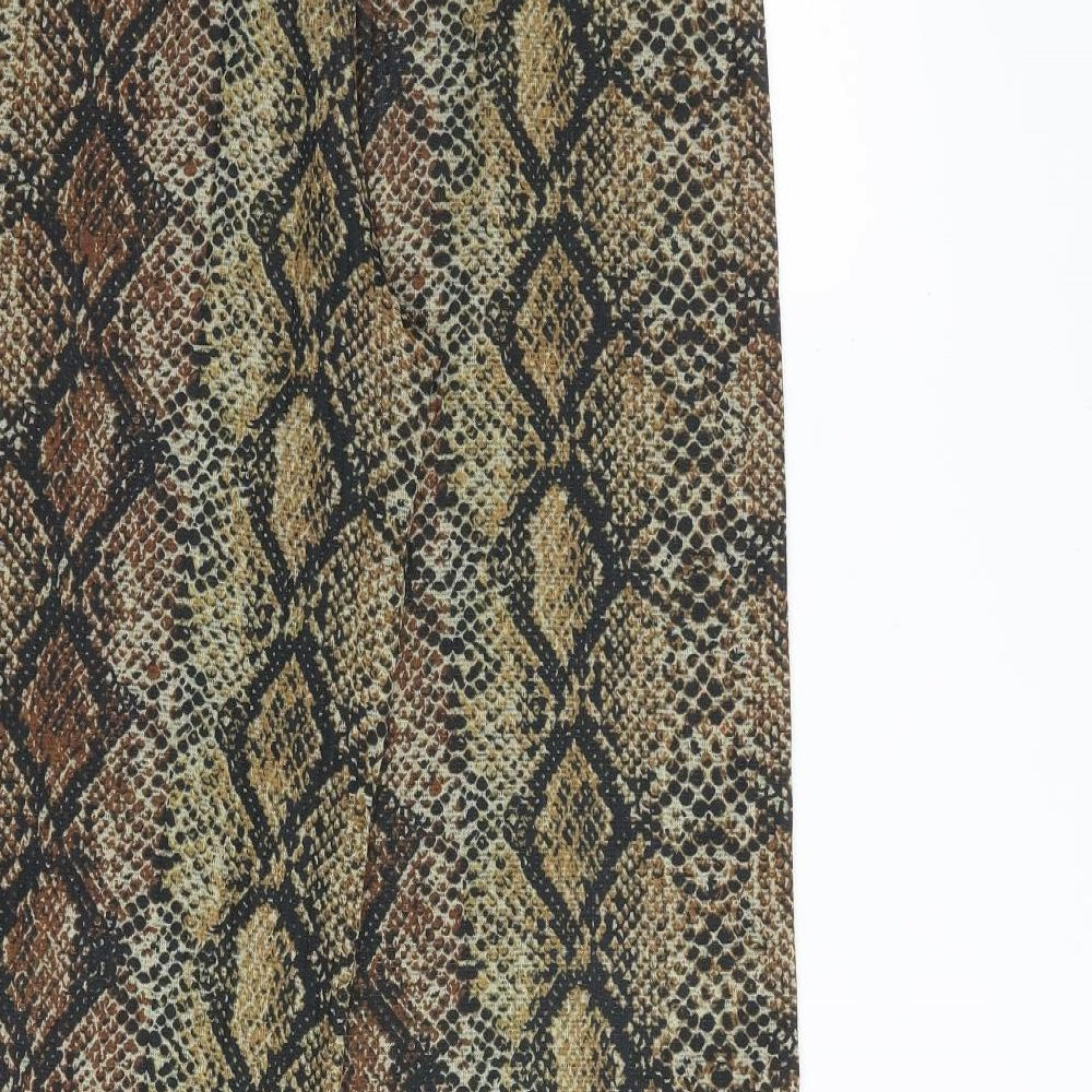 Zara Womens Multicoloured Animal Print Polyester Trousers Size M L30 in Regular