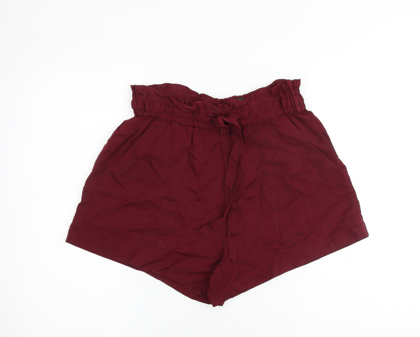 H&M Womens Red Lyocell Paperbag Shorts Size 10 L3 in Regular Tie