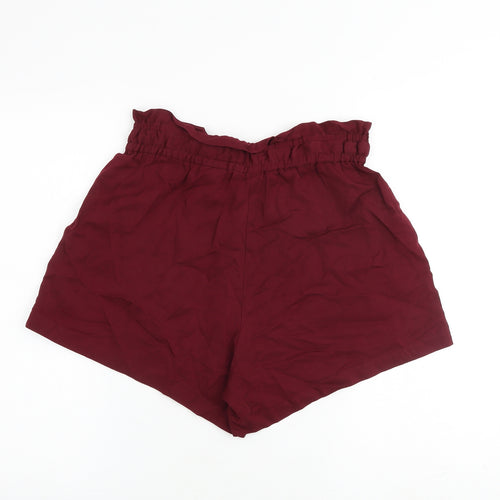 H&M Womens Red Lyocell Paperbag Shorts Size 10 L3 in Regular Tie