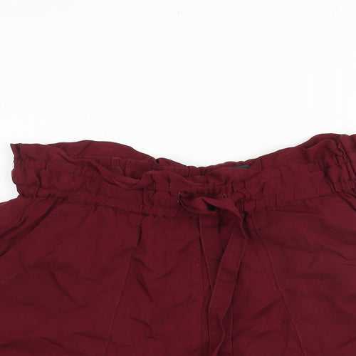H&M Womens Red Lyocell Paperbag Shorts Size 10 L3 in Regular Tie