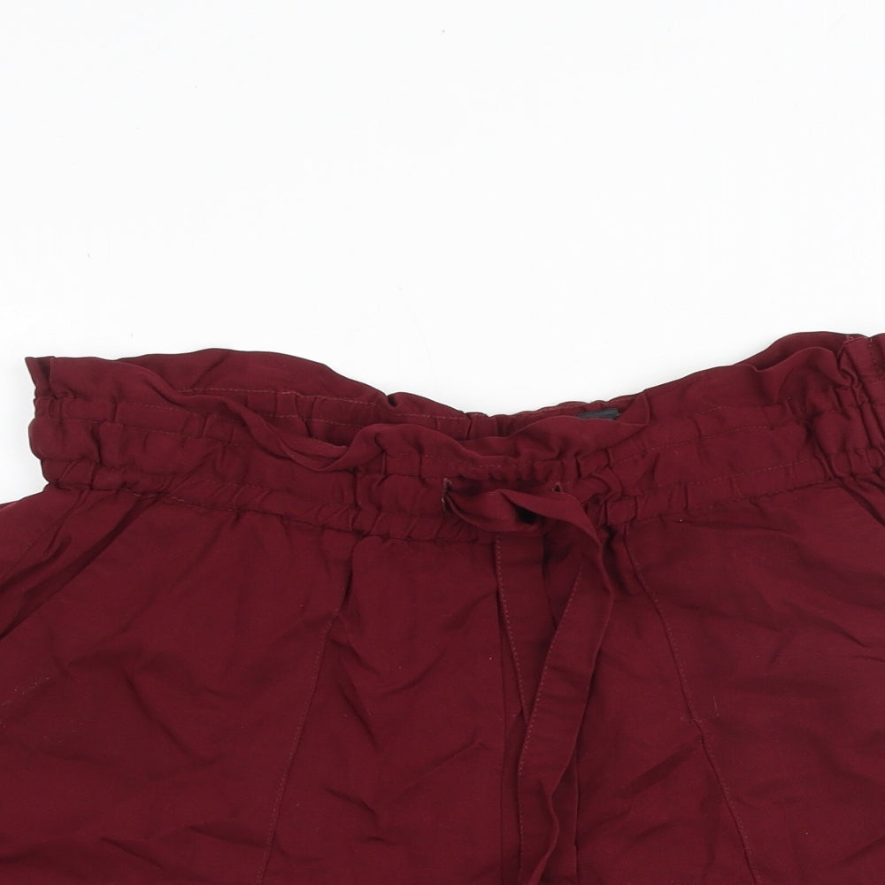 H&M Womens Red Lyocell Paperbag Shorts Size 10 L3 in Regular Tie
