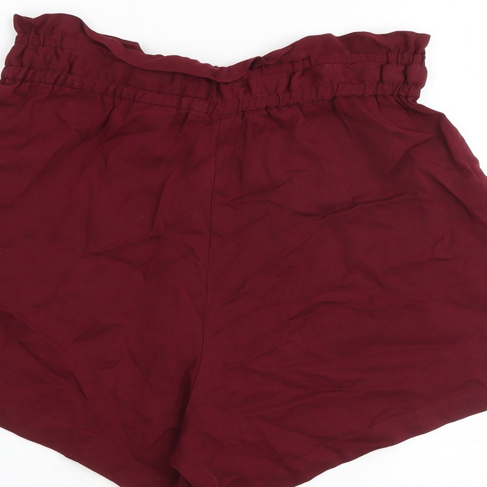 H&M Womens Red Lyocell Paperbag Shorts Size 10 L3 in Regular Tie