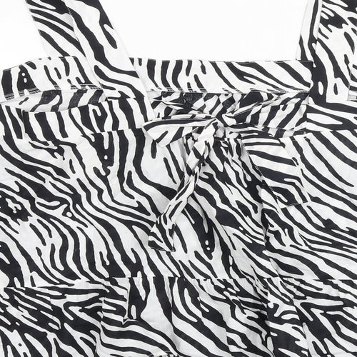 Marks and Spencer Womens Black Animal Print 100% Cotton Camisole Tank Size 24 Square Neck