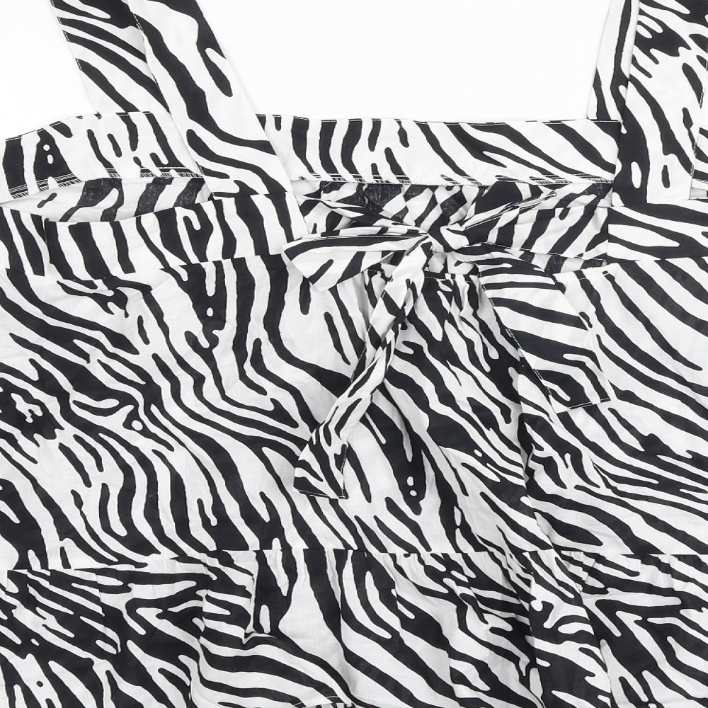 Marks and Spencer Womens Black Animal Print 100% Cotton Camisole Tank Size 24 Square Neck