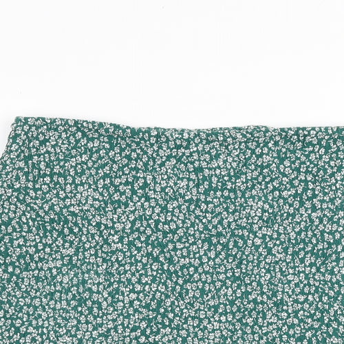 H&M Womens Green Floral Viscose A-Line Skirt Size L