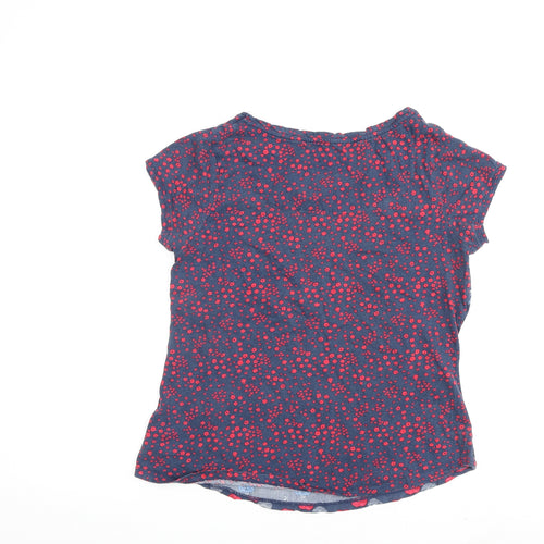 MANTARAY PRODUCTS Womens Blue Geometric 100% Cotton Basic T-Shirt Size 12 Round Neck
