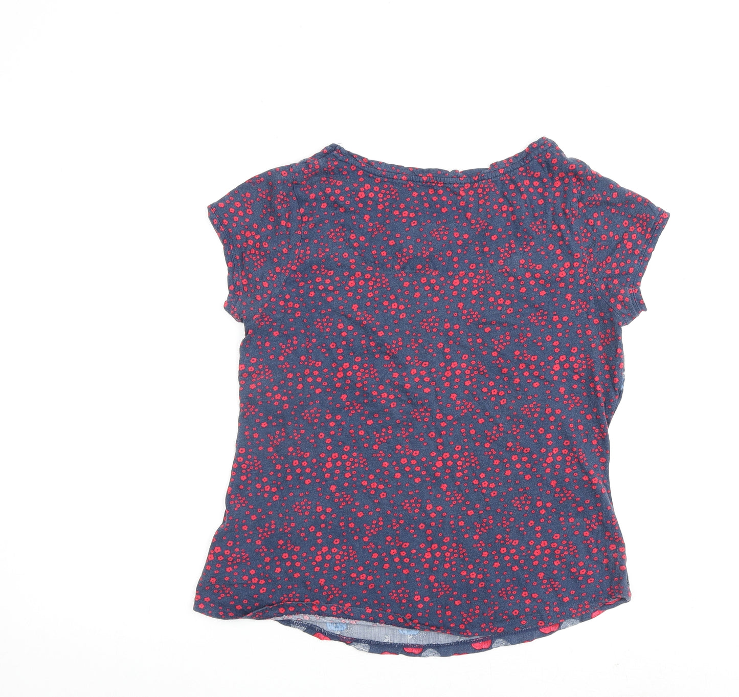 MANTARAY PRODUCTS Womens Blue Geometric 100% Cotton Basic T-Shirt Size 12 Round Neck