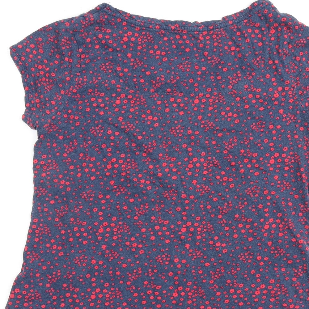 MANTARAY PRODUCTS Womens Blue Geometric 100% Cotton Basic T-Shirt Size 12 Round Neck