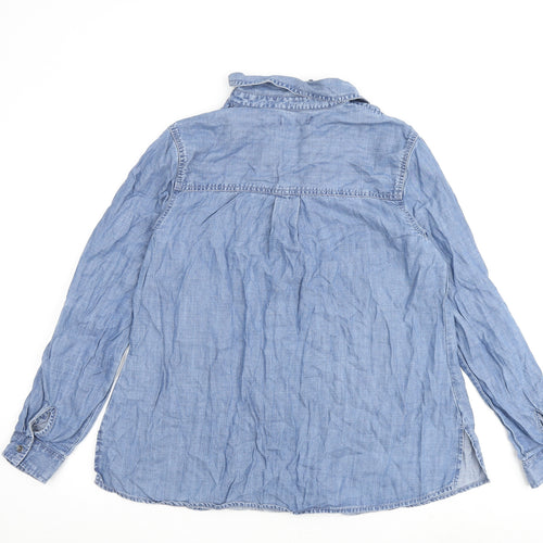 NEXT Womens Blue Lyocell Basic Blouse Size 10 Collared