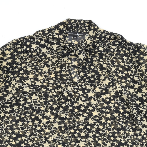 Limited Collection Womens Black Geometric Polyester Basic Blouse Size 10 High Neck