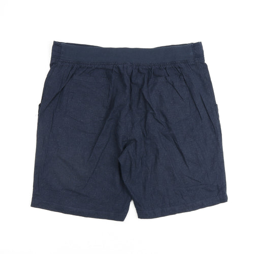Betty Kay Womens Blue Linen Basic Shorts Size 16 L9 in Regular Tie