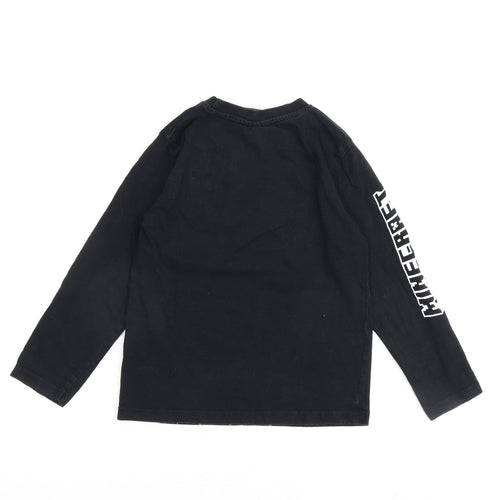 Minecraft Boys Black 100% Cotton Basic T-Shirt Size 7-8 Years Round Neck Pullover