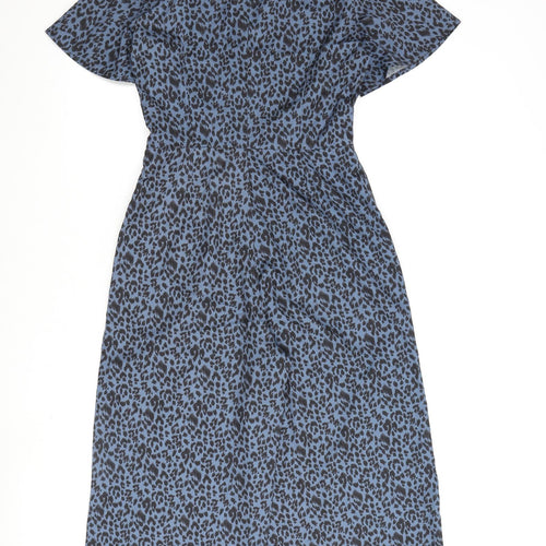 Nasty Gal Womens Blue Animal Print Polyester Jumpsuit One-Piece Size 4 L25 in Zip
