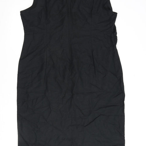 Marks and Spencer Womens Black Flax A-Line Size 18 Round Neck Zip