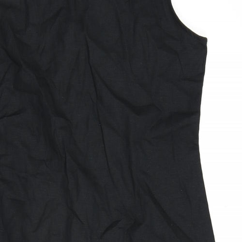 Marks and Spencer Womens Black Flax A-Line Size 18 Round Neck Zip