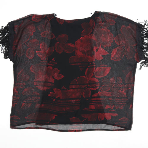 NEXT Womens Black Floral Polyester Basic Blouse Size 8 Round Neck