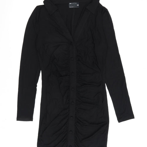 ASOS Womens Black Viscose A-Line Size 10 Collared Pullover