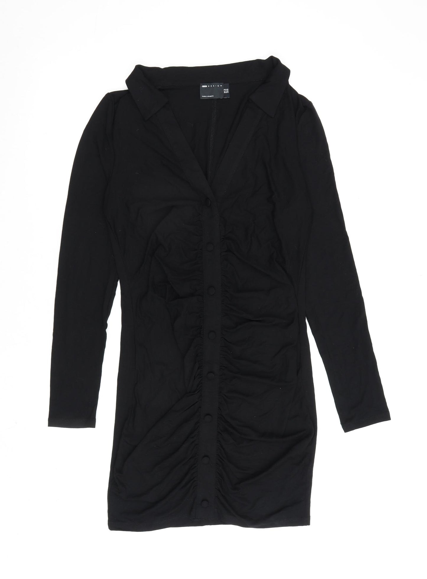 ASOS Womens Black Viscose A-Line Size 10 Collared Pullover