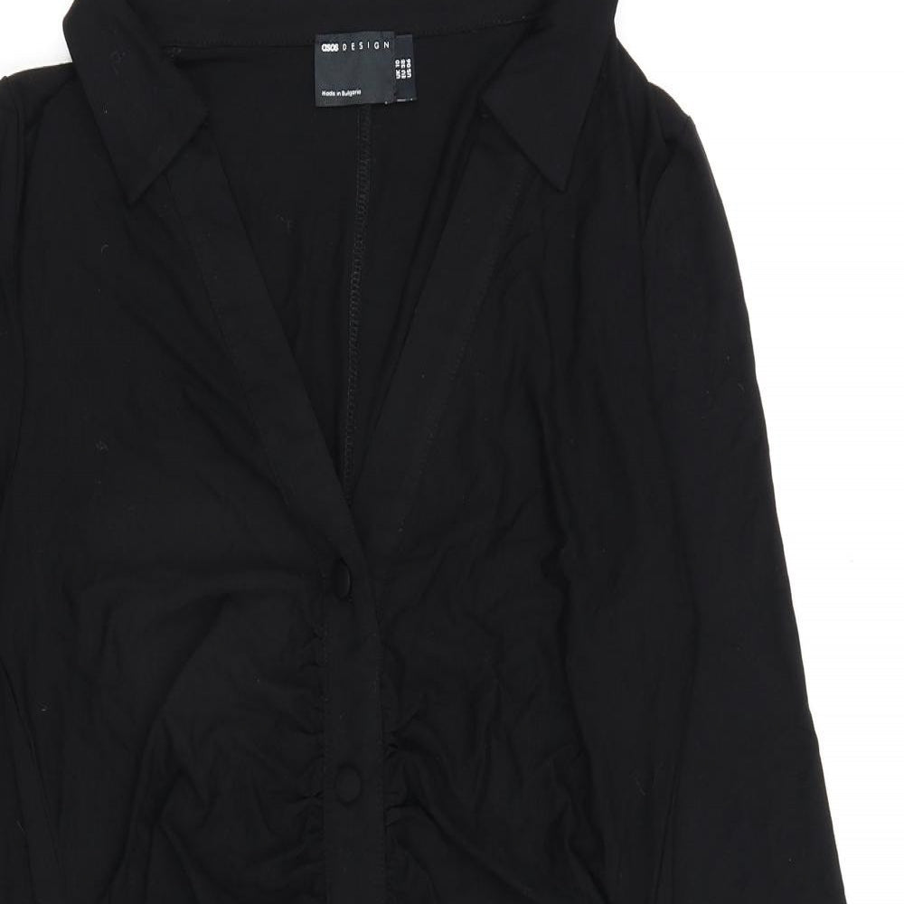 ASOS Womens Black Viscose A-Line Size 10 Collared Pullover