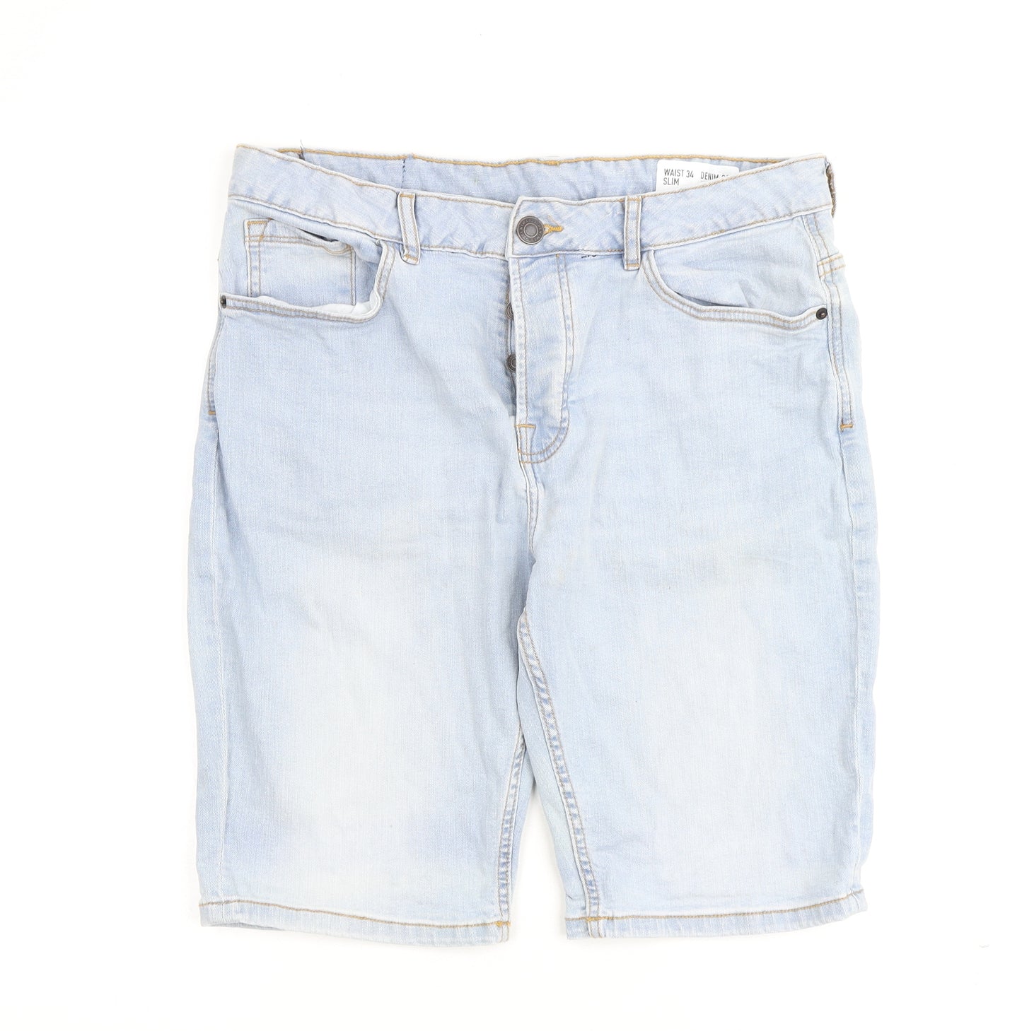 Denim & Co. Mens Blue Cotton Bermuda Shorts Size 34 in L10 in Regular Button