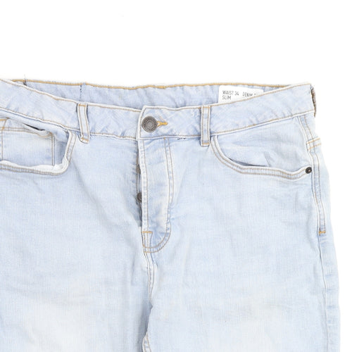 Denim & Co. Mens Blue Cotton Bermuda Shorts Size 34 in L10 in Regular Button