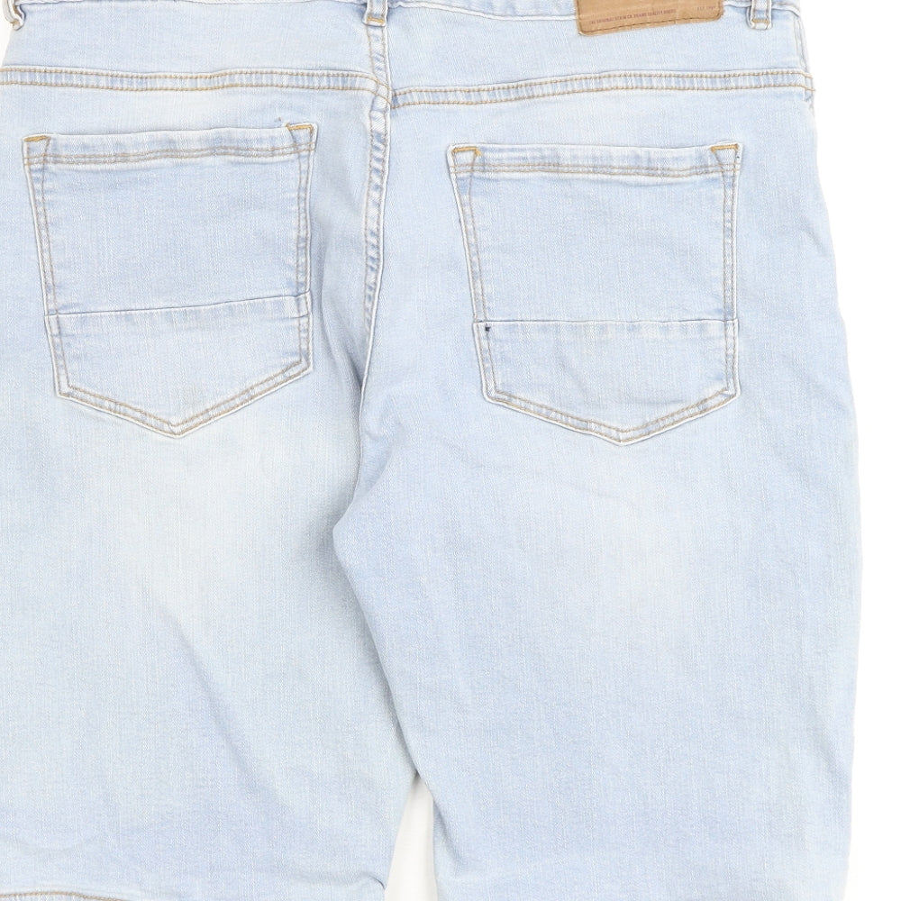 Denim & Co. Mens Blue Cotton Bermuda Shorts Size 34 in L10 in Regular Button