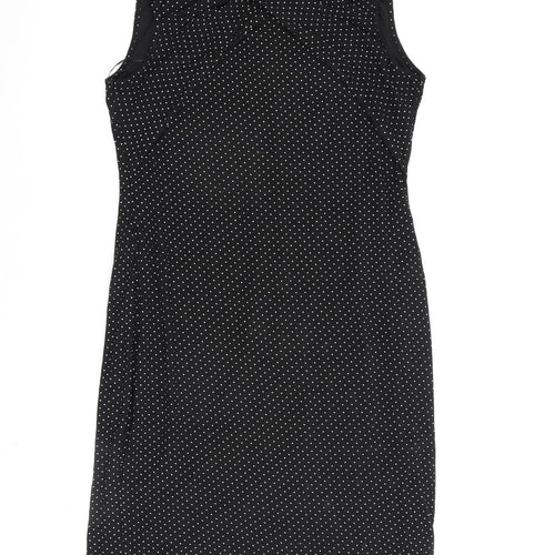 Roman Womens Black Polka Dot Viscose A-Line Size 14 V-Neck Pullover