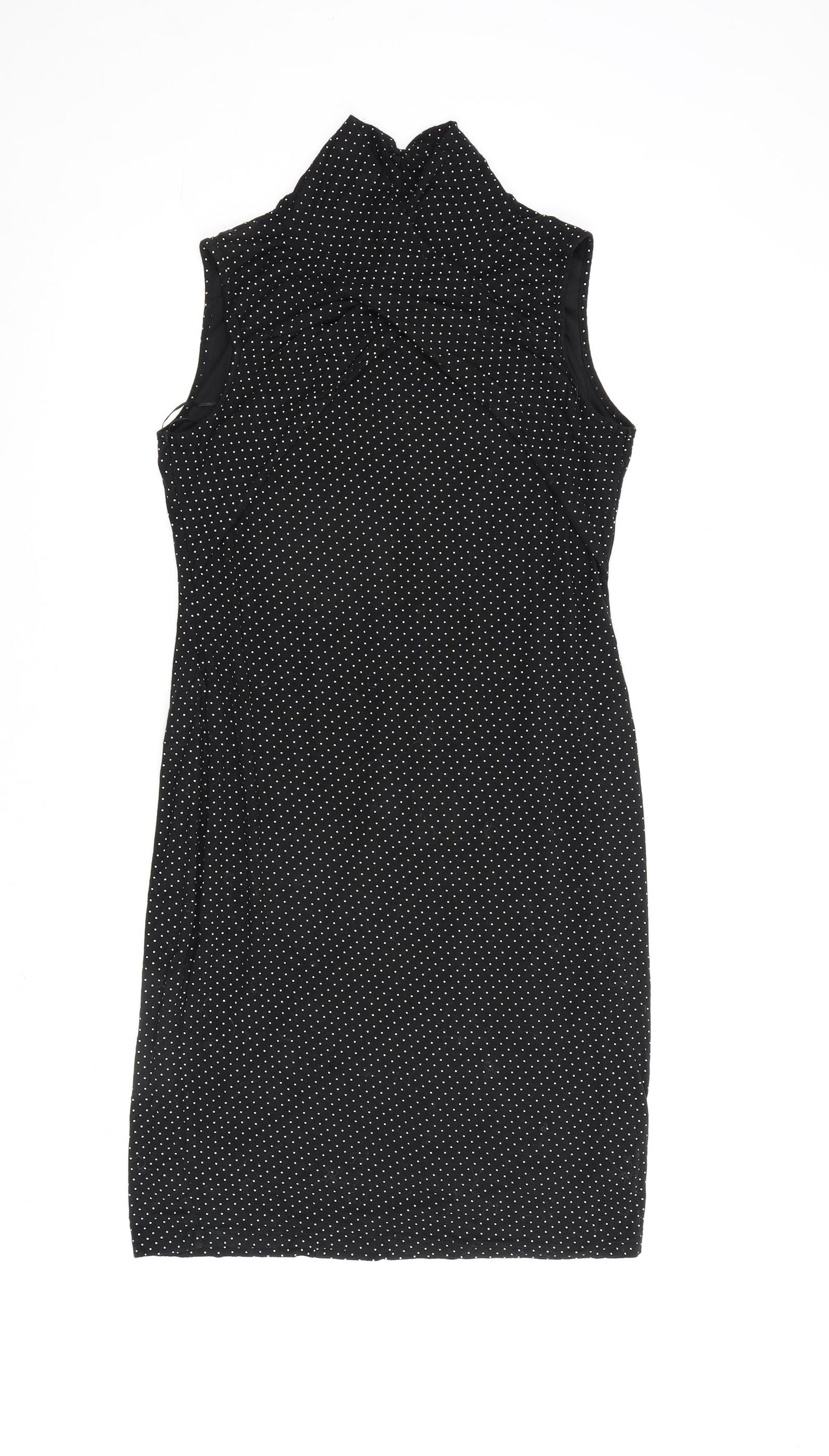 Roman Womens Black Polka Dot Viscose A-Line Size 14 V-Neck Pullover