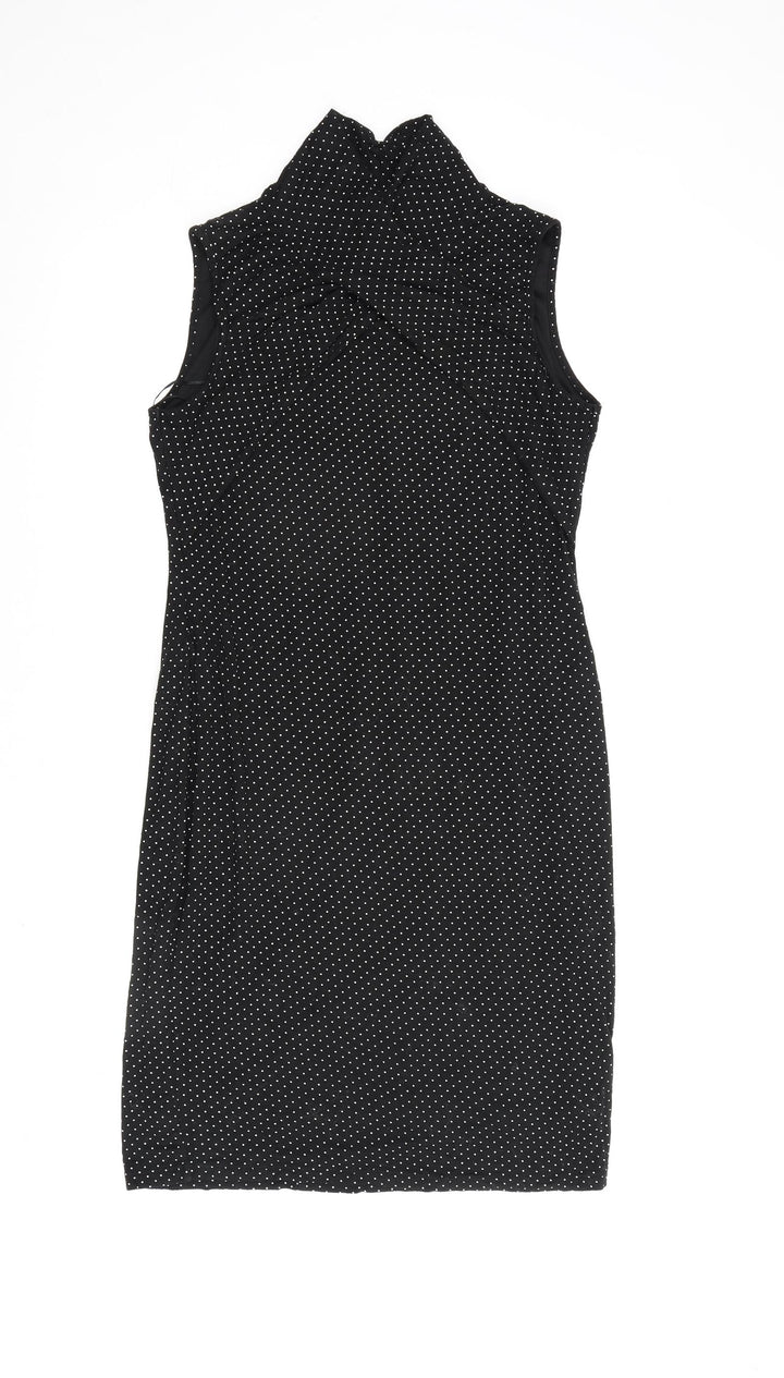 Roman Womens Black Polka Dot Viscose A-Line Size 14 V-Neck Pullover