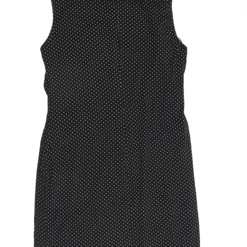 Roman Womens Black Polka Dot Viscose A-Line Size 14 V-Neck Pullover