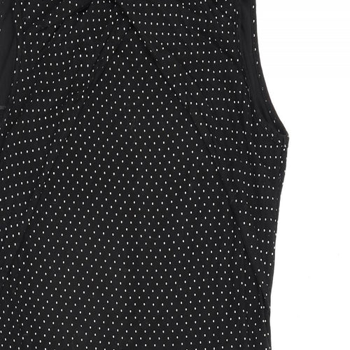Roman Womens Black Polka Dot Viscose A-Line Size 14 V-Neck Pullover
