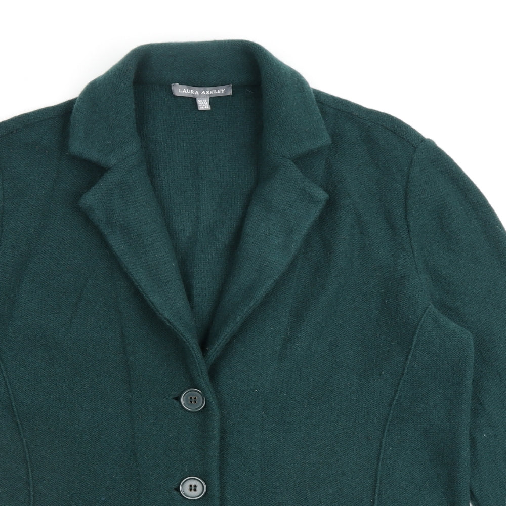 Laura Ashley Womens Green Jacket Coatigan Size 16 Button
