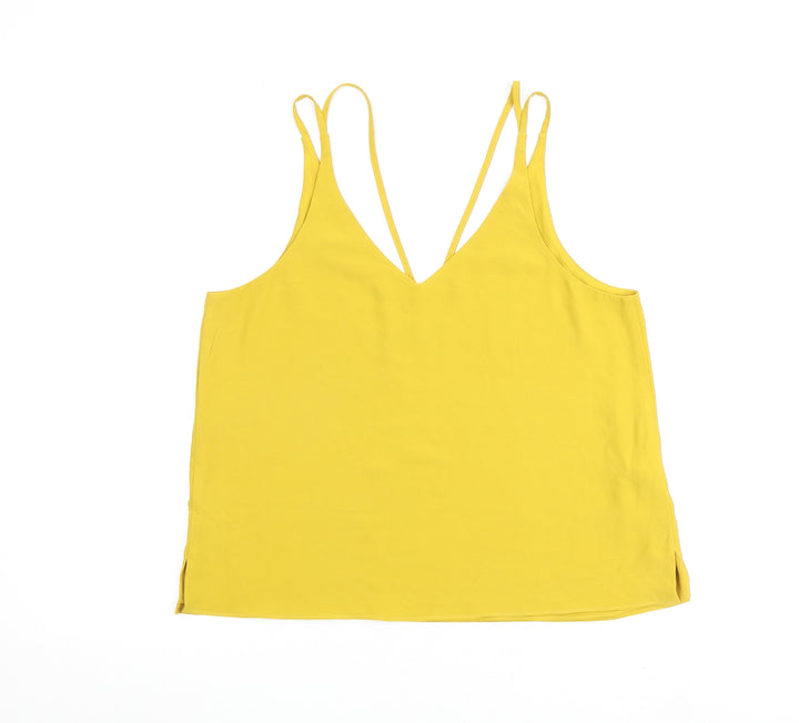 Topshop Womens Yellow Polyester Camisole Tank Size 12 V-Neck