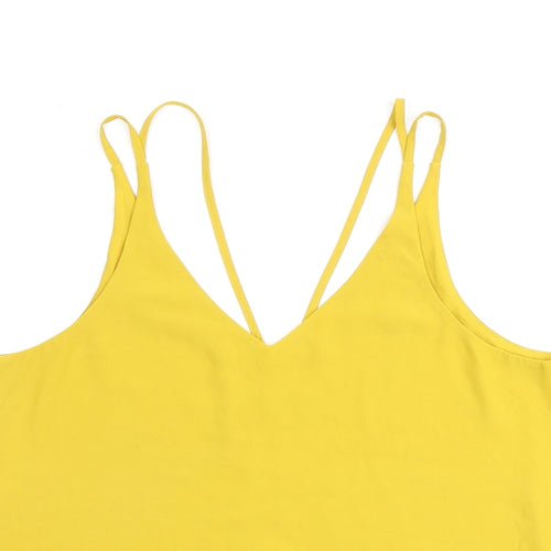 Topshop Womens Yellow Polyester Camisole Tank Size 12 V-Neck