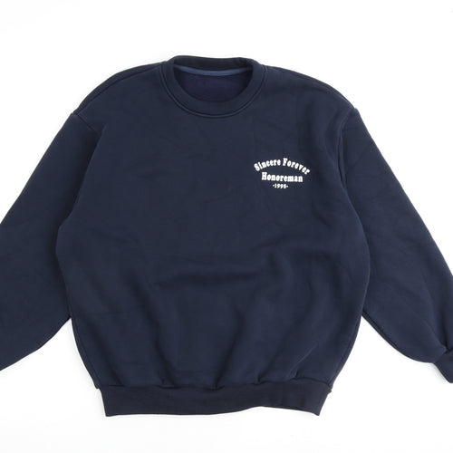 Honore Womens Blue Cotton Pullover Sweatshirt Size 12 Pullover