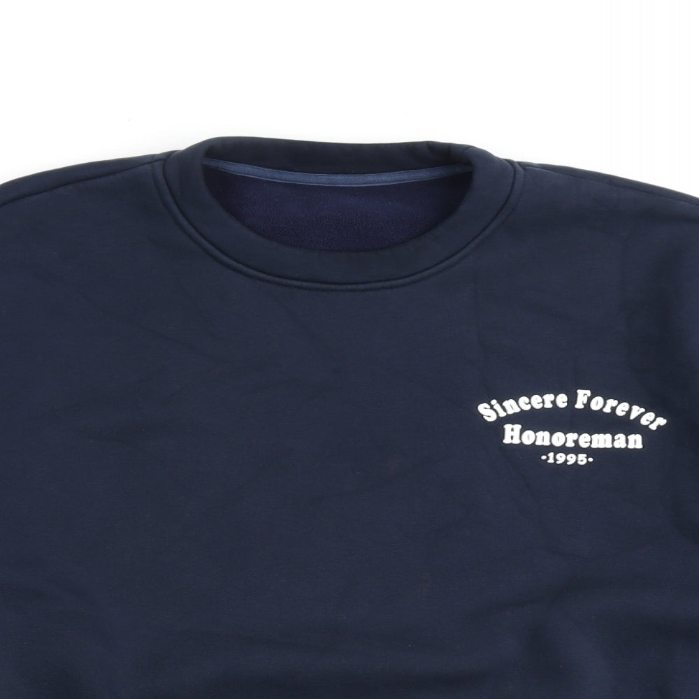 Honore Womens Blue Cotton Pullover Sweatshirt Size 12 Pullover