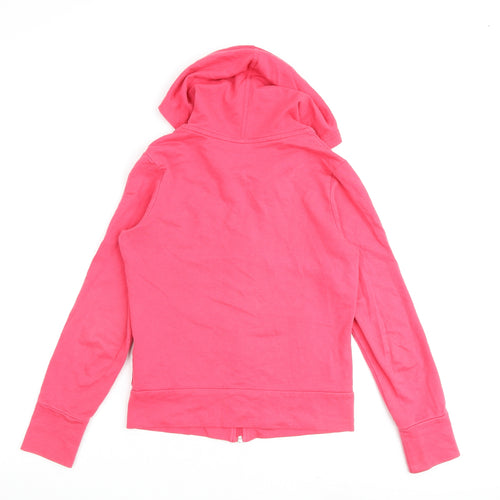 adidas Womens Pink Cotton Full Zip Hoodie Size 10 Zip