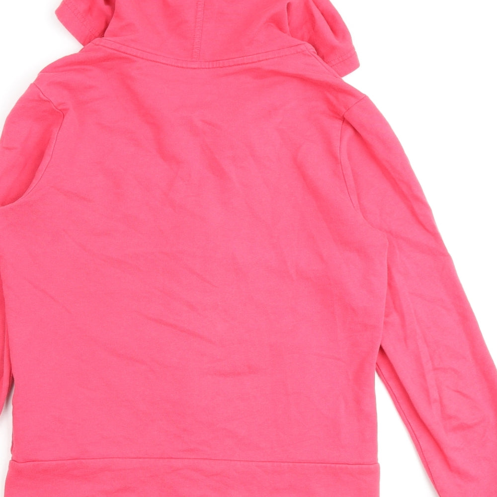 adidas Womens Pink Cotton Full Zip Hoodie Size 10 Zip