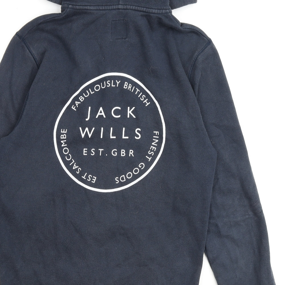Jack Wills Mens Blue Cotton Full Zip Hoodie Size M