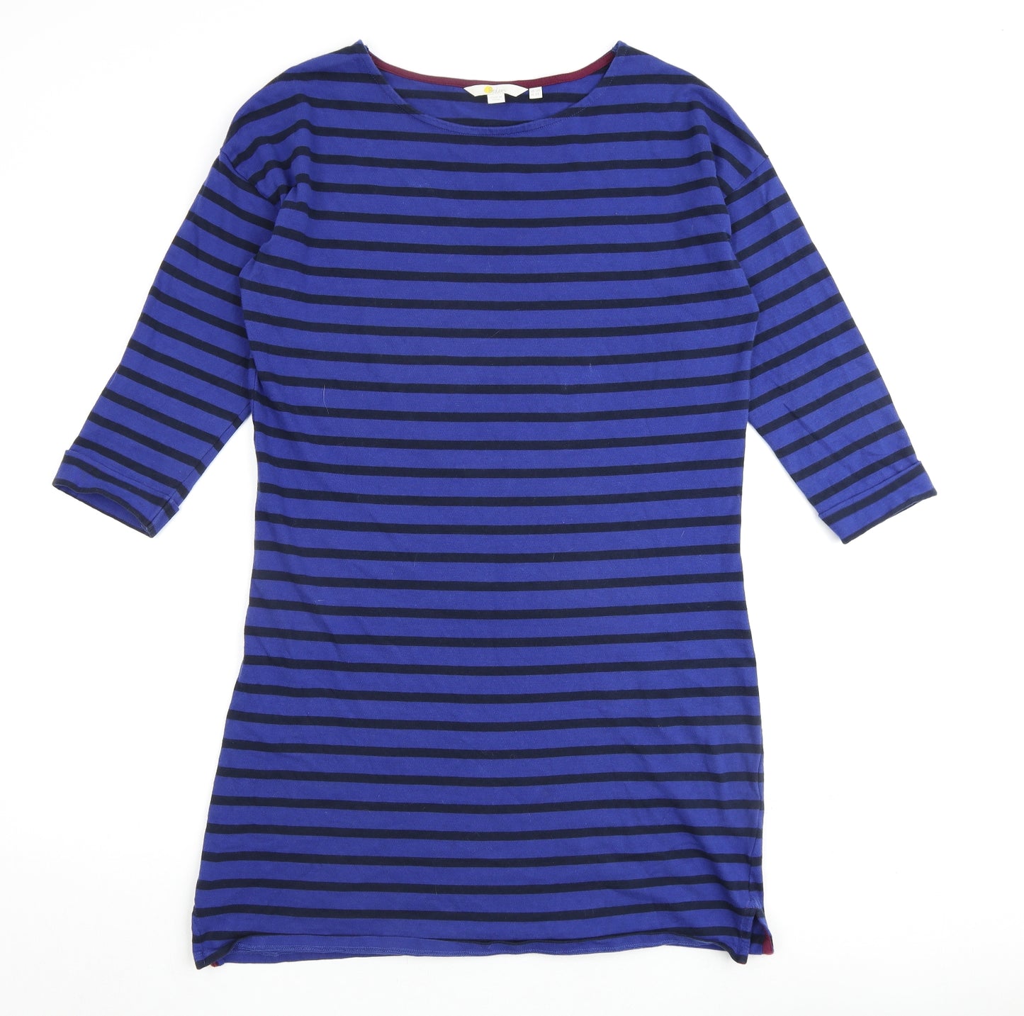 Boden Womens Blue Striped 100% Cotton A-Line Size 12 Round Neck Pullover